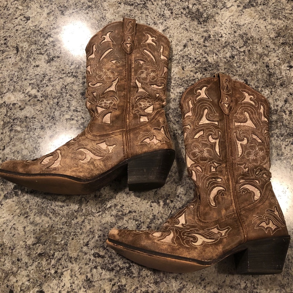 Laredo Laser Cut Snip toe Cowboy Boots